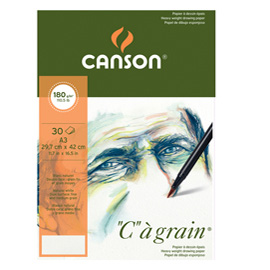 BLOCCO COLLATO LATO CORTO ''C'' A' GRAIN - A3 - 180 GR - 30 FOGLI - CANSON 85625