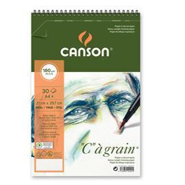 ALBUM SPIRALATO LATO CORTO ''C''  A' GRAIN - A4+ - 180 GR - 30 FOGLI - CANSON 85627