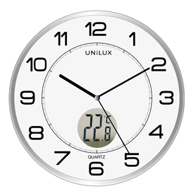 OROLOGIO DA PARETE TEMPUS - DIAMETRO 30,5 CM - CON TERMOMETRO - BIANCO - UNILUX 83007