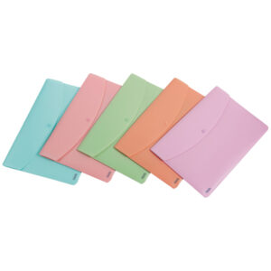 BUSTE CON BOTTONE PSTEL - A4 - COLORI ASSORTITI - PP - FAVORIT - CONF. 5 PEZZI 89353