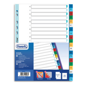 DIVISORI ALFABETICI 20 TACCHE - PP - A4 - COLORI ASSORTITI - FAVORIT 89344