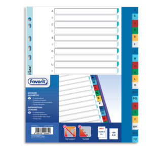 DIVISORI ALFABETICI 20 TACCHE - PP - A4 MAXI - COLORI ASSORTITI - FAVORIT 89345