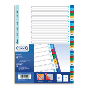 DIVISORI NUMERICI 31 TACCHE - A4 - PP - COLORI ASSORTITI - FAVORIT 89343