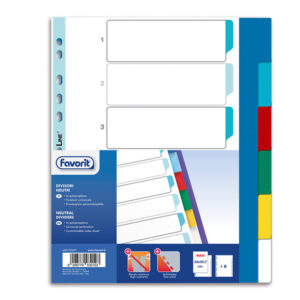 DIVISORI NEUTRI A 6 TACCHE - PP - A4 MAXI - COLORI ASSORTITI - FAVORIT 89339