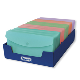 BUSTE CON BOTTONE PSTEL - PPL - 9,9 X 21 CM - COLORI ASSORTITI - FAVORIT 94511
