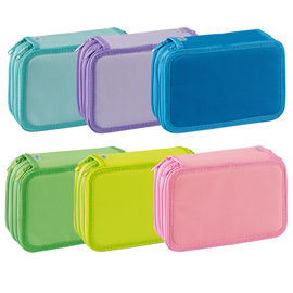 ASTUCCIO 3 ZIP NEON  PASTEL - 13 X 20 X 7,5 CM - COLORI ASSORTITI - FAVORIT 99744