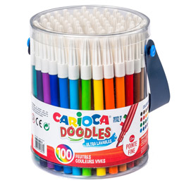 PENNARELLI DOODLES - PUNTA FINE - COLORI ASSORTITI - CARIOCA - BARATTOLO 100 PEZZI 82592