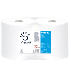 BOBINA ASCIUGATUTTO - 2 VELI - GOFFRATURA A ONDA -  DIAMETRO 22,4 CM - 21 GR - 23,4 CM X 137 MT - BIANCO - PAPERNET 83674
