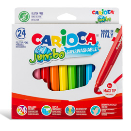 PENNARELLI JUMBO - PUNTA 6,0MM - COLORI ASSORTITI - LAVABILI - CARIOCA - SCATOLA 24 PEZZI 79756