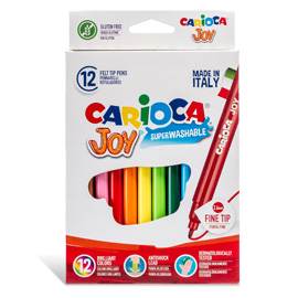 PENNARELLI JOY - PUNTA 2,6MM - COLORI ASSORTITI - LAVABILI - CARIOCA - SCATOLA 12 PEZZI 79752