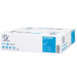 ASCIUGAMANI PIEGATI A W DRY TECH - 2 VELI - 18 GR - GOFFRATURA A ONDA - 20,3X32 CM - BIANCO - PAPERNET - CONF. 100 PEZZI 79643