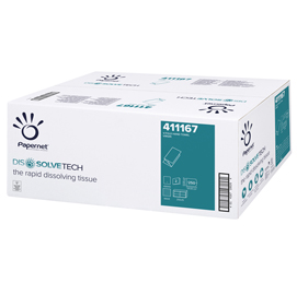 ASCIUGAMANI PIEGATI A V DISSOLVE TECH - 2 VELI - 20 GR - 24X21 CM - GOFFRATURA A ONDA - BIANCO - PAPERNET - CONF. 250 PEZZI 74015