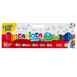 PENNARELLI JUMBO - PUNTA 6,0MM - COLORI ASSORTITI - LAVABILI - CARIOCA - VALIGETTA 40 PEZZI 100571