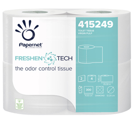 CARTA IGIENICA CLASSICA FRESHEN TECH - 2 VELI - 300 STRAPPI - DIAMETRO 12,2 CM - 9,5 CM X 33,3 MT - PAPERNET - PACCO 4 ROTOLI 86231