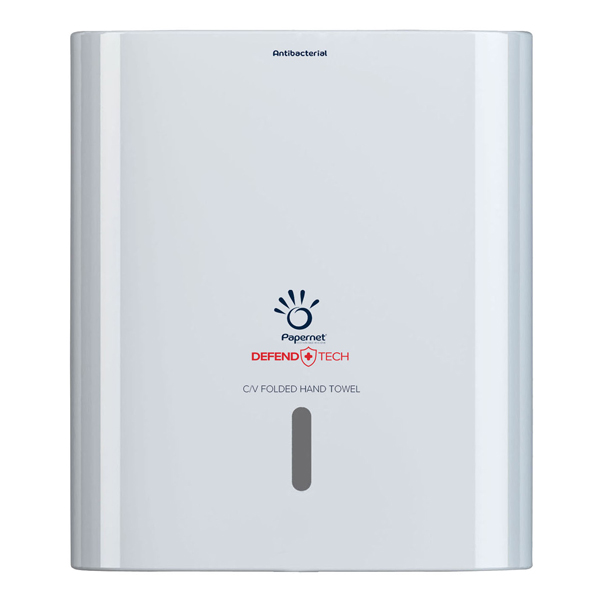 DISPENSER ANTIBATTERICO DEFEND TECH - PER ASCIUGAMANI PIEGATI A C/V - PAPERNET 91809