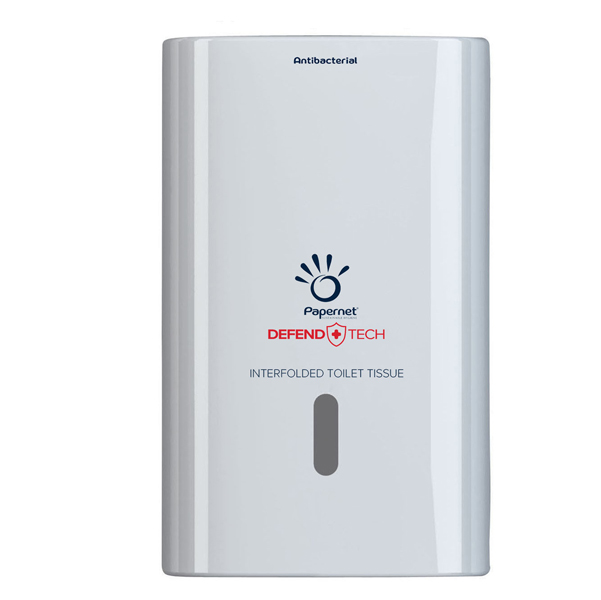 DISPENSER ANTIBATTERICO DEFEND TECH - PER CARTA IGIENICA INTERFOGLIATA - PAPERNET 91812