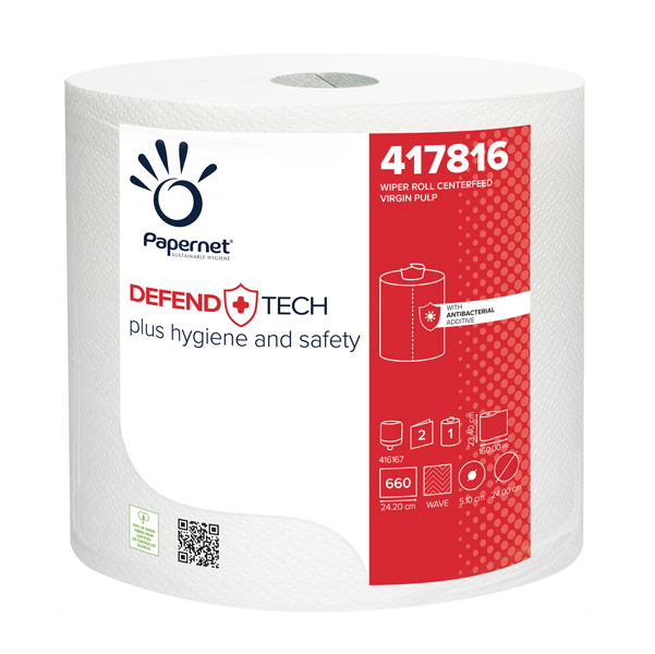 BOBINA INDUSTRIALE DEFEND TECH - 660 STRAPPI - CON FORMULA ANTIBATTERICA - PAPERNET 90573