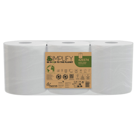 ASCIUGAMANO IN ROTOLO 450 STRAPPI CENTREFEED L90M X D18,5CM SIMPLIFY PAPERNET 100620