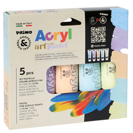 COLORI ACRYL - 75 ML - COLORI PASTEL ASSORTITI - PRIMO - ASTUCCIO 5 COLORI 99796