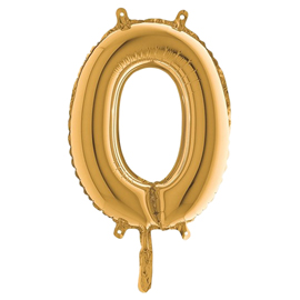 PALLONCINO - NUMERO 0 - H 36 CM - MYLAR - ORO - BIG PARTY 99140