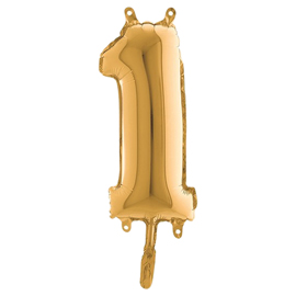 PALLONCINO - NUMERO 1 - H 36 CM - MYLAR - ORO - BIG PARTY 99141