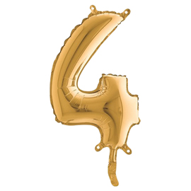 PALLONCINO - NUMERO 4 - H 36 CM - MYLAR - ORO - BIG PARTY 99144