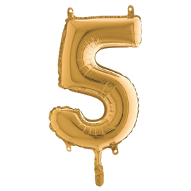 PALLONCINO - NUMERO 5 - H 36 CM - MYLAR - ORO - BIG PARTY 99145