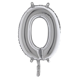 PALLONCINO - NUMERO 0 - H 36 CM - MYLAR - ARGENTO - BIG PARTY 99130