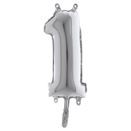 PALLONCINO - NUMERO 1 - H 36 CM - MYLAR - ARGENTO - BIG PARTY 99131
