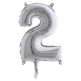 PALLONCINO - NUMERO 2 - H 36 CM - MYLAR - ARGENTO - BIG PARTY 99132