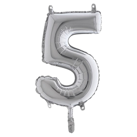 PALLONCINO - NUMERO 5 - H 36 CM - MYLAR - ARGENTO - BIG PARTY 99135