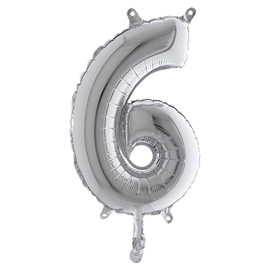 PALLONCINO - NUMERO 6 - H 36 CM - MYLAR - ARGENTO - BIG PARTY 99136