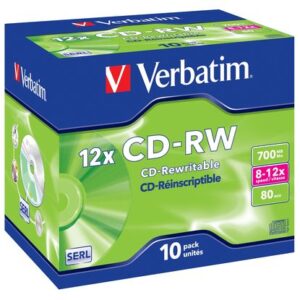 VERBATIM - SCATOLA 10 CD-RW DATALIFE PLUS - 8X-10X - SERIGRAFATO - 43148 - 700MB VERCDRW70012XK