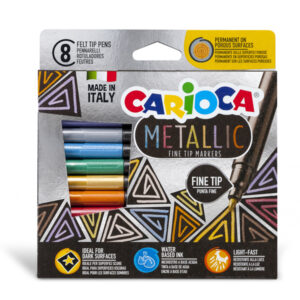 PENNARELLI METALLIC - PUNTA FINE - COLORI ASSORTITI - CARIOCA - SCATOLA 8 PEZZI 92942
