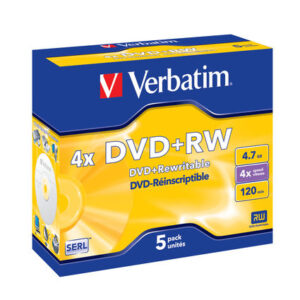 VERBATIM - SCATOLA 5 DVD+RW - JEWEL CASE - SERIGRAFATO - 43229 - 4,7GB VERDVDRW474XK