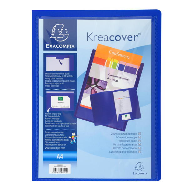 CARTELLA DI PRESENTAZIONE KREACOVER - IN PP - 2 ALETTE - BLU - A4 - EXACOMPTA 89310