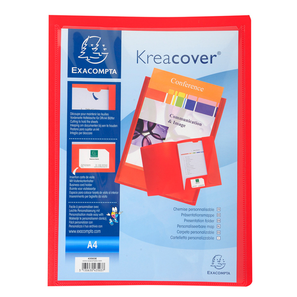 CARTELLA DI PRESENTAZIONE KREACOVER - IN PP - 2 ALETTE - ROSSO - A4 - EXACOMPTA 89311