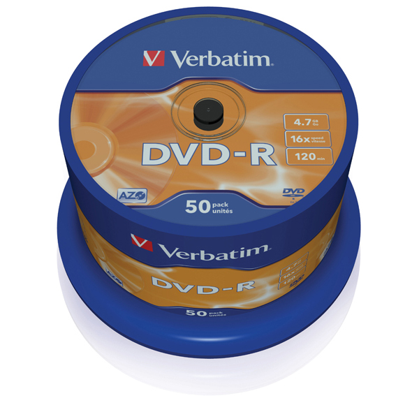 VERBATIM - SCATOLA 50 DVD-R - ARGENTO LUCIDO - 43548 - 4,7GB VERBDVD-R47SIL