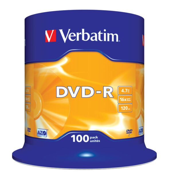 VERBATIM - SCATOLA 100 DVD-R - SERIGRAFATO - 43549 - 4,7GB VERBDVD-R47SE