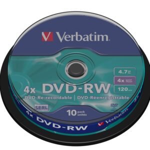VERBATIM - SCATOLA 10 DVD-RW - SERIGRAFATO - 43552 - 4,7GB VERBDVD-RW47SP