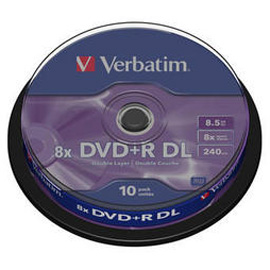 VERBATIM - SCATOLA 10 DVD+R DUAL LAYER - SERIGRAFATO SPINDLE - 43666 - 8,5GB VERBDVDR858XS