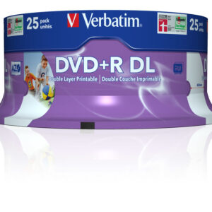 VERBATIM - SCATOLA 25 DVD+R DUAL LAYER - SERIGRAFATO SPINDLE - 43667 - 8,5GB VERBDVDR858XL