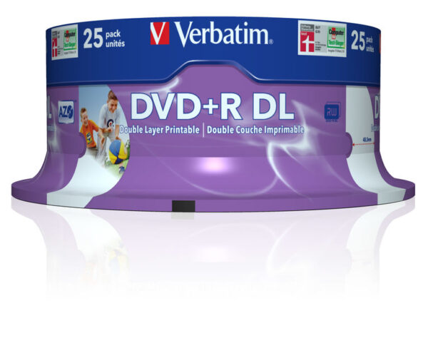 VERBATIM - SCATOLA 25 DVD+R DUAL LAYER - SERIGRAFATO SPINDLE - 43667 - 8,5GB VERBDVDR858XL
