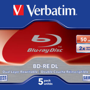 VERBATIM - SCATOLA 5 BLU RAY BD-RE DL JEWEL CASE - RESCRIVIBILE - 43760 - 50GB VERBDVBD-RE50W