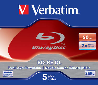 VERBATIM - SCATOLA 5 BLU RAY BD-RE DL JEWEL CASE - RESCRIVIBILE - 43760 - 50GB VERBDVBD-RE50W