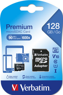 VERBATIM - MICRO SDHC CLASSE 10 FINO A 45MB/SEC - 44085 - 128GB VERB44085
