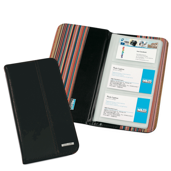 PORTABIGLIETTI DA VISITA PROFESSIONAL - SIMILPELLE - NERO - 12,5X23,5 CM - NIJI 89106