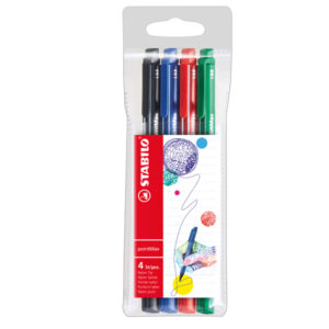 PENNARELLO POINTMAX PUNTA FELTRO - PUNTA 0,80MM - STABILO - ASTUCCIO 4 COLORI: BLU, NERO, ROSSO, VERDE 83068