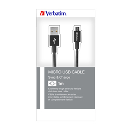 VERBATIM CAVO MICRO B USB CABLE SYNC  CHARGE 100CM NERO VERB48863