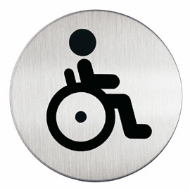 PITTOGRAMMA ADESIVO - WC DIVERSAMENTE ABILI - ACCIAIO - DIAMETRO 8,3 CM - DURABLE 61378